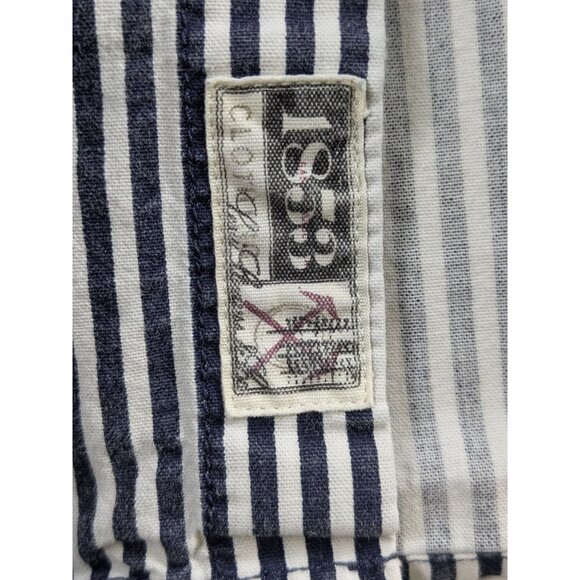 Levis White Blue Striped Button-Down Shirt Small Mens Long Sleeve Casual Pocket - Picture 6 of 12